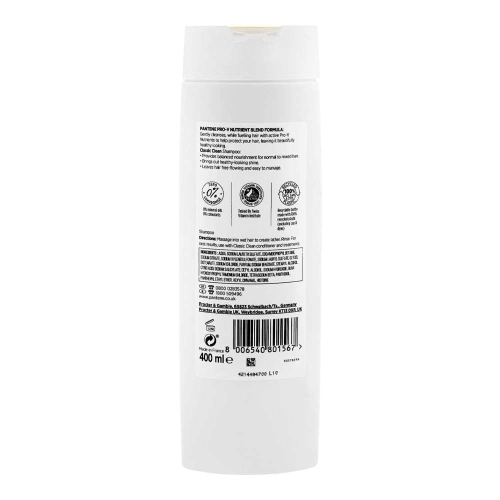 Pantene Active Pro-V Classic Clean Shampoo, For Normal & Mixed Hair, 400ml - Image 2