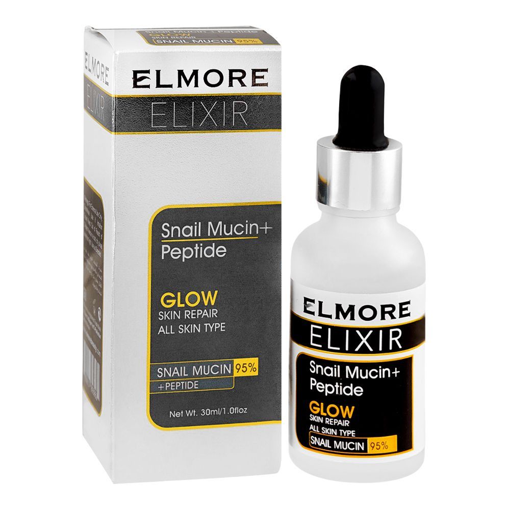 Elmore Elixir Snail Mucin 95% + Peptide Glow Skin Repair Face Serum, For All Skin Types, 30ml - Main Image