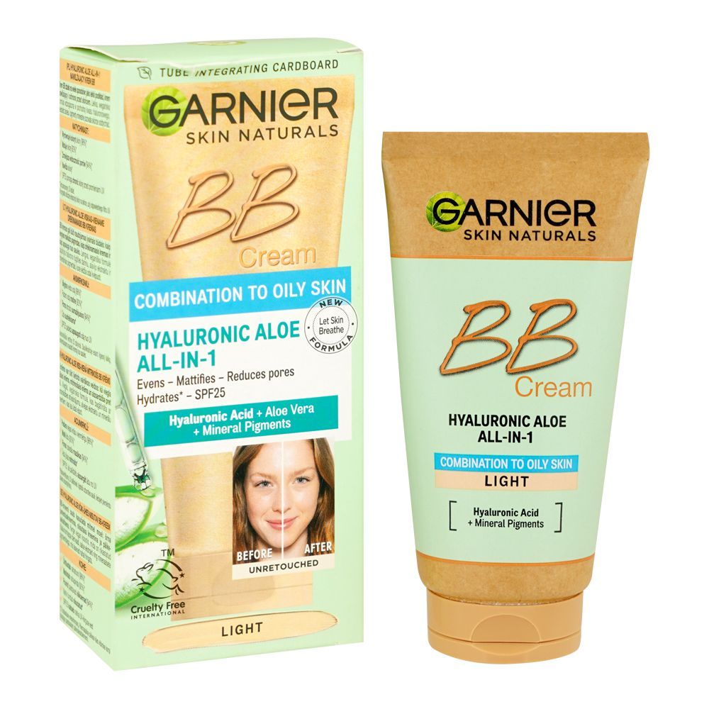 Garnier Skin Naturals  Hyaluronic Aloe BB Light Cream, For Combination To Oily Skin, 50ml - Main Image
