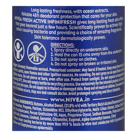 Nivea Men Fresh Active Infini Fresh Body Spray, 48H Long-Lasting Freshness, 150ml - Image 3