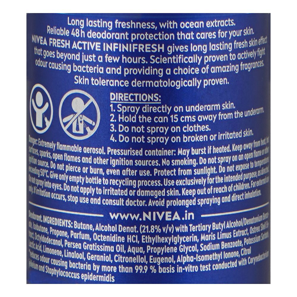Nivea Men Fresh Active Infini Fresh Body Spray, 48H Long-Lasting Freshness, 150ml - Image 3