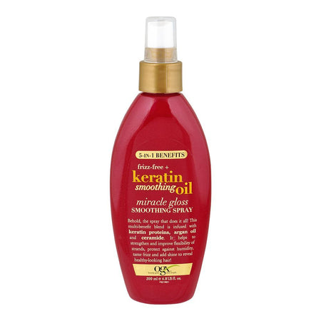 OGX Frizz-Free + Keratin Smoothing Oil Miracle Gloss Hair Spray, 200ml - Main Image