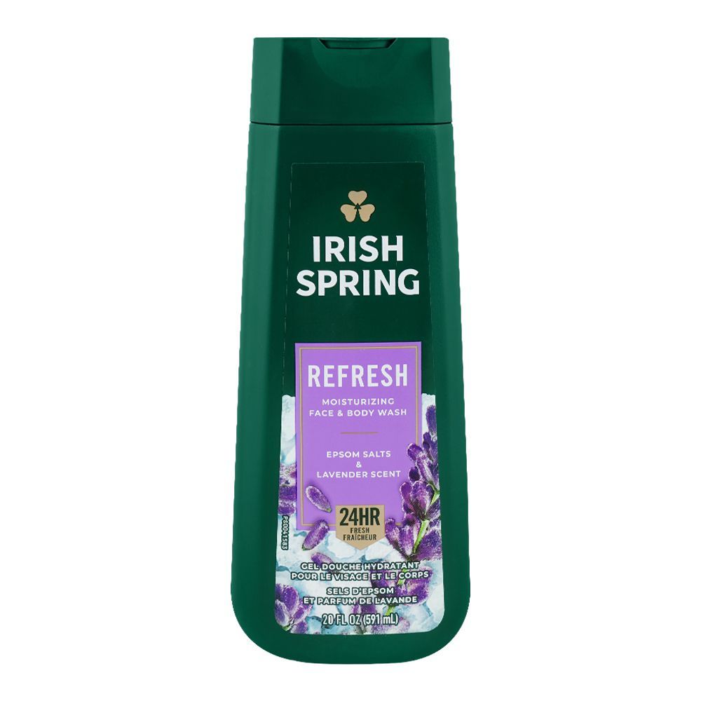 Irish Spring Refresh Moisturizing Face+Body Wash, Epsom Salts & Lavender Scent, 591ml - Main Image