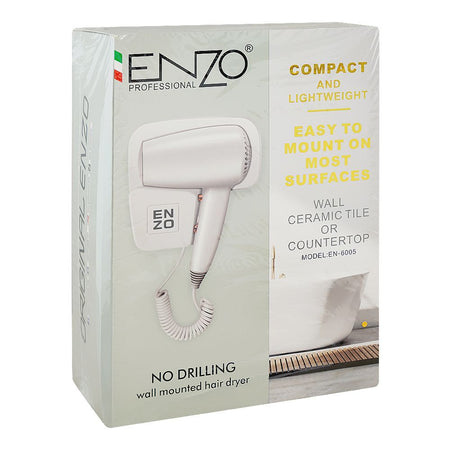 ENZO Professional Wall Mounted Hair Dryer, Compact, Lightweight, Hot & Cold, Auto Shut-Off, EN-6005 - Image 2