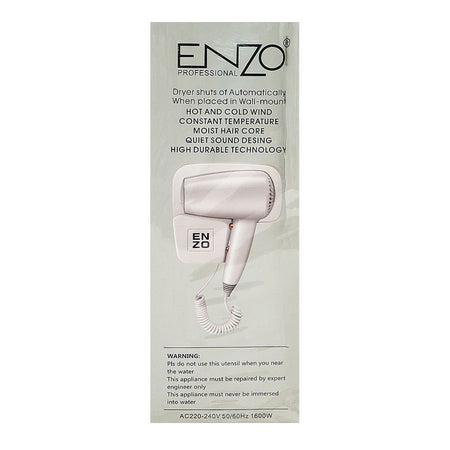 ENZO Professional Wall Mounted Hair Dryer, Compact, Lightweight, Hot & Cold, Auto Shut-Off, EN-6005 - Image 3