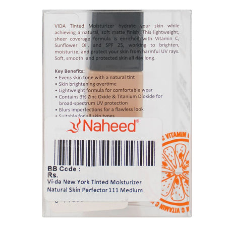 Vi'da New York Tinted Moisturizer with Vitamin C & Sunflower Oil, SPF 25, 20ml, 106 Neutral - Image 4