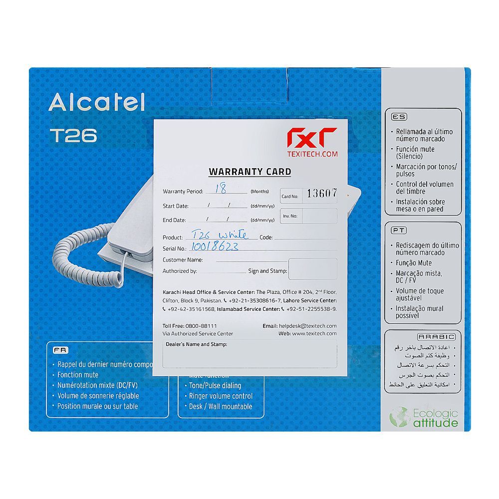 Alcatel Corded Telephone, White, T26 EX - Image 3