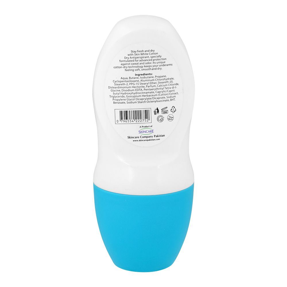 SkinWhite Cotton Dry Antiperspirant Deodorant Roll On, Advanced Protection, 50ml - Image 2