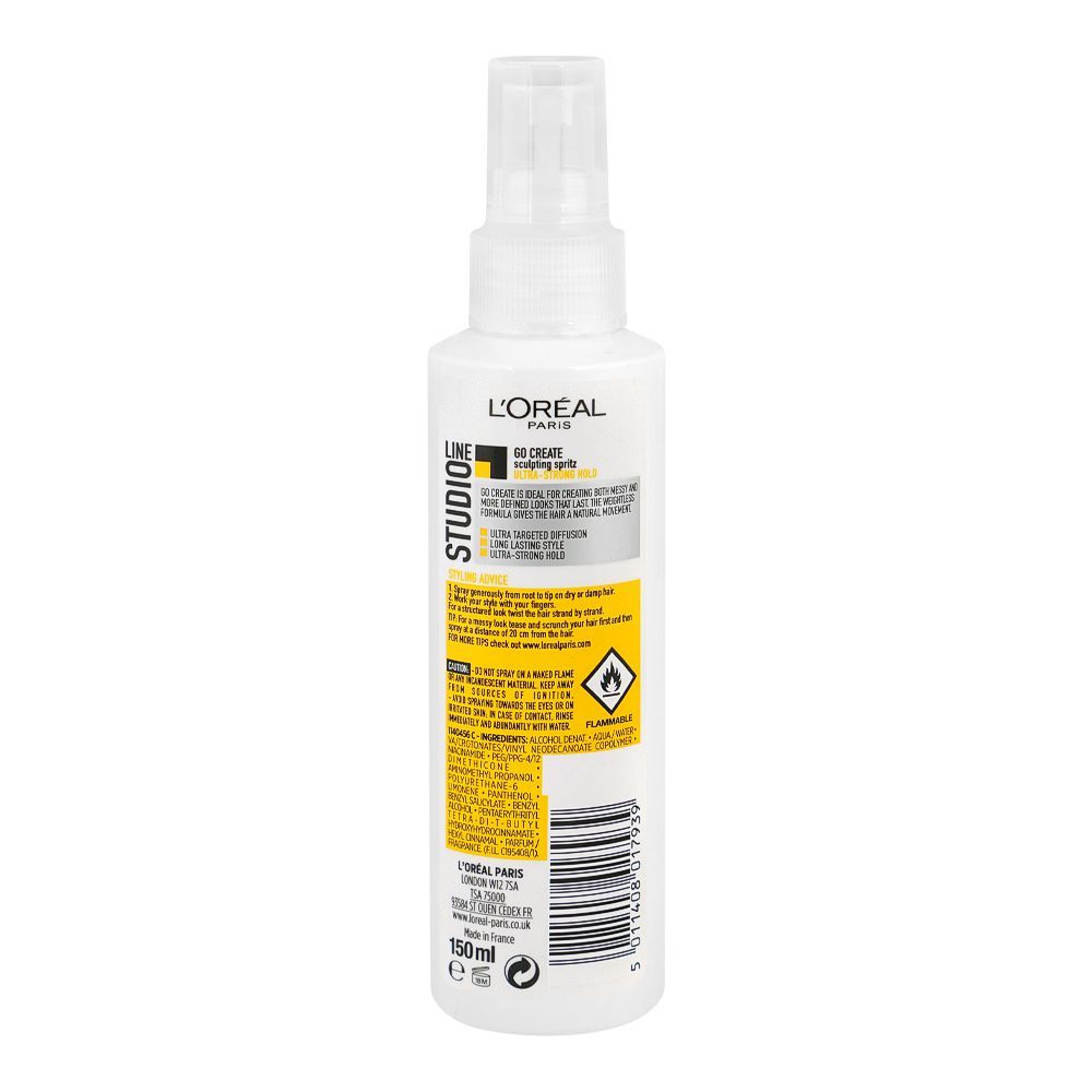 L'Oreal Studio Line Go Create Sculpting Hair Spritz, Ultra Strong Hold, 150ml - Image 2