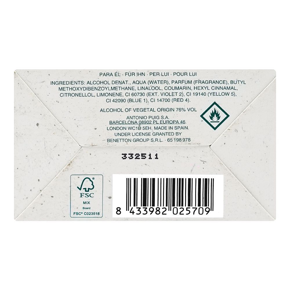 United Colors Of Benetton Green Amazonia, Eau de Toilette, For Men, 100ml - Image 4