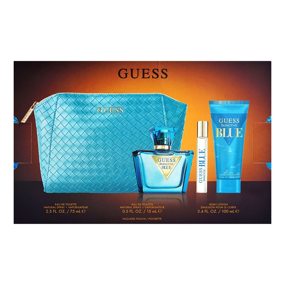 Guess Seductive Blue Gift Set: Eau de Toilette 75ml & 15ml + Body Lotion 100ml, For Women, 3-Pack - Image 3