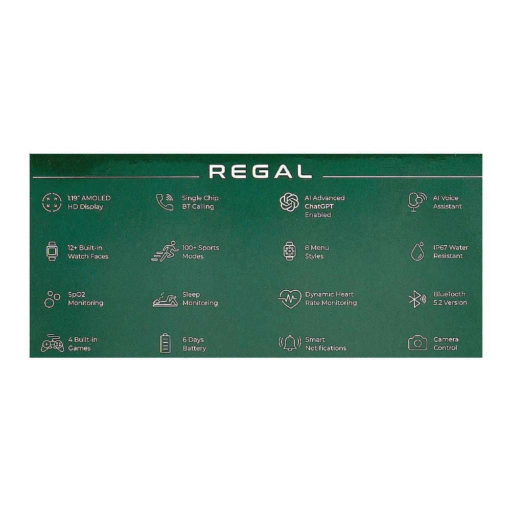 Zero 1.19" Amoled HD Display Platinum Series Regal Smart Watch, IP67 Water Resistant, Aqua Silver - Image 6