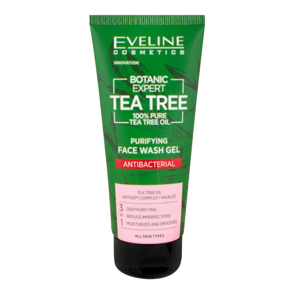Eveline Botanic Expert 100% Tea Tree Oil Purifying Antibacterial Face Wash Gel, 100ml - Main Image