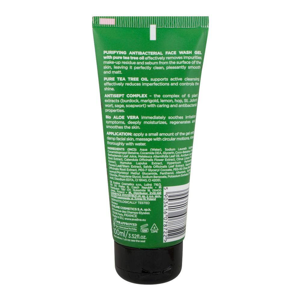 Eveline Botanic Expert 100% Tea Tree Oil Purifying Antibacterial Face Wash Gel, 100ml - Image 2