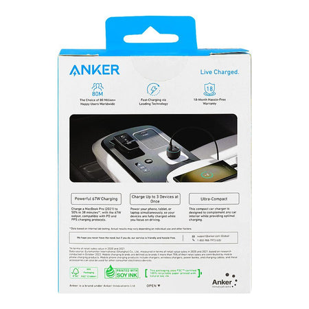 Anker 535 Triple Port Car Charger (67W, 1m Cable), Black, B2731HA1 - Image 3