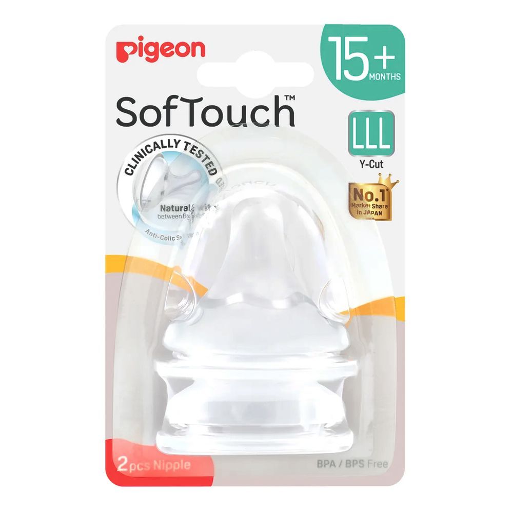 Pigeon SofTouch Nipples, LLL Y-Cut, For 15+ Months, 2-Pack, A81270 - Main Image