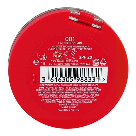 Rimmel Lasting Finish 25H Compact Powder Foundation with Hyaluronic Acid, Matte Finish, SPF20, 001 Fair Porcelain - Image 5