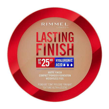 Rimmel Lasting Finish 25H Compact Powder Foundation with Hyaluronic Acid, Matte Finish, SPF20, 008 Soft Beige - Image 4