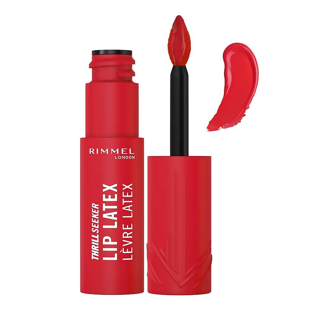 Rimmel Thrill Seeker Lip Latex, Liquid Lipstick, 6ml, 400 Rimmel Red - Main Image