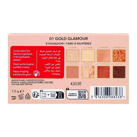 Bourjois Eyeshadow Palette, 8 Shades, 01 Gold Glamour - Image 3