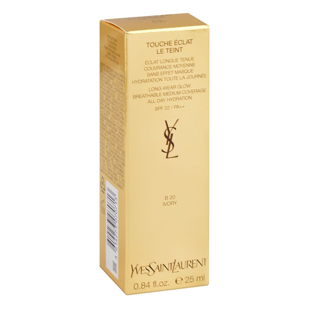 Yves Saint Laurent Touche EClat Le Teint Liquid Foundation, Medium Coverage, 25ml, B20 Ivory - Image 2