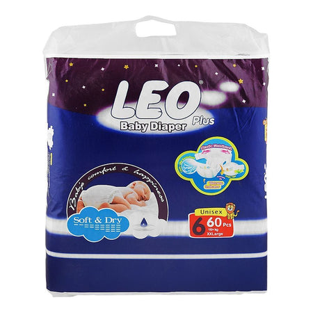Leo Plus Soft & Dry Baby Diaper, No. 6, 16+Kg, XXL, 60-Pack - Main Image
