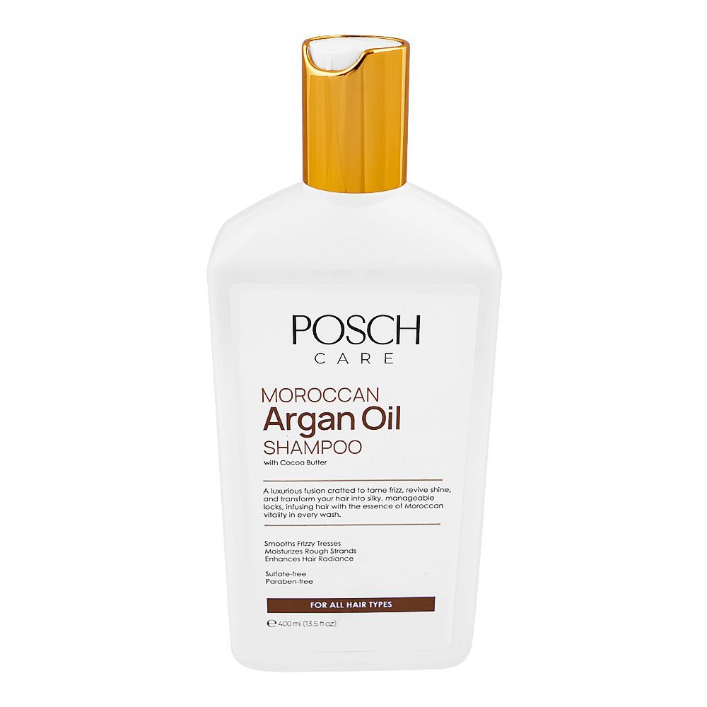 Posch Care Moroccan Argan Oil Shampoo with Shea Butter, Sulphate & Paraben Free, For All Hair Types, 400ml - Main Image