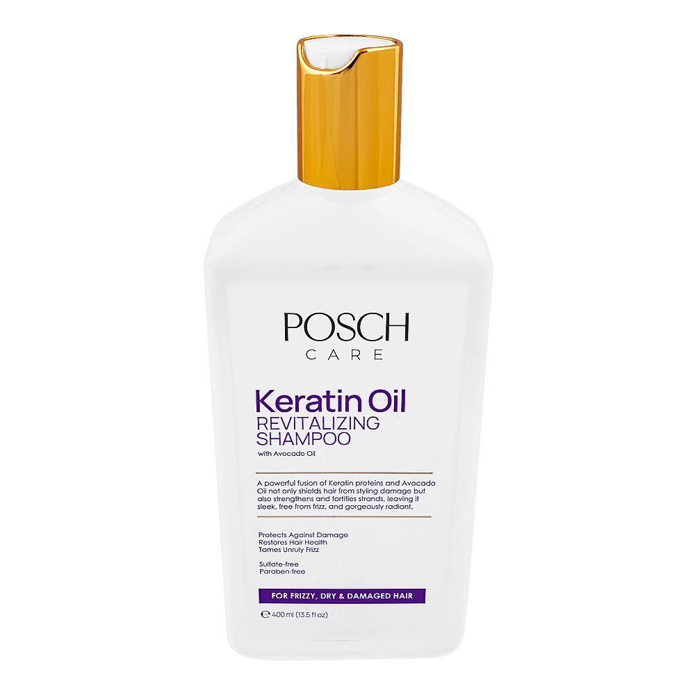 Posch Care Keratin Oil Revitalizing Shampoo, Sulphate & Paraben Free, For Frizzy, Dry & Damaged Hair, 400ml - Main Image