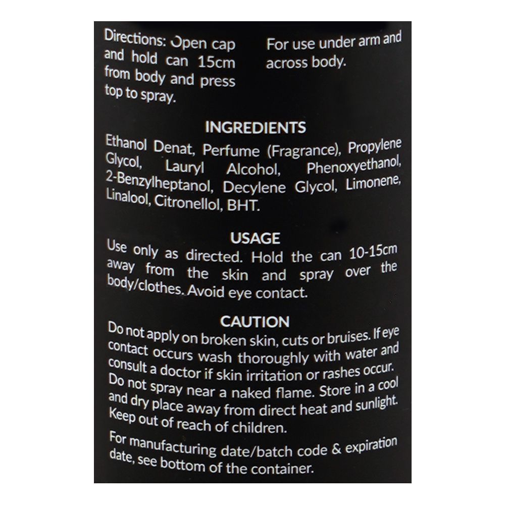 Markhor Noir Spark Deodorant Body Spray (No-Gas), For Men, 120ml - Image 3