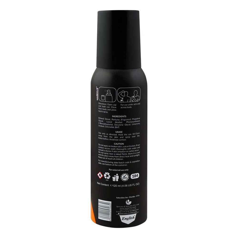 Markhor Moto Cross Deodorant Body Spray (No-Gas), For Men, 120ml - Image 2