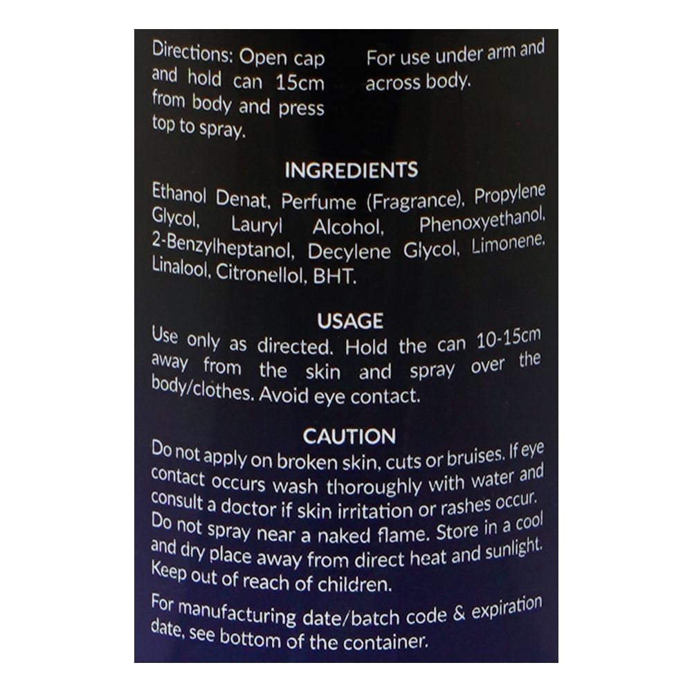 Markhor Midnight Deodorant Body Spray (No-Gas), For Men, 120ml - Image 3