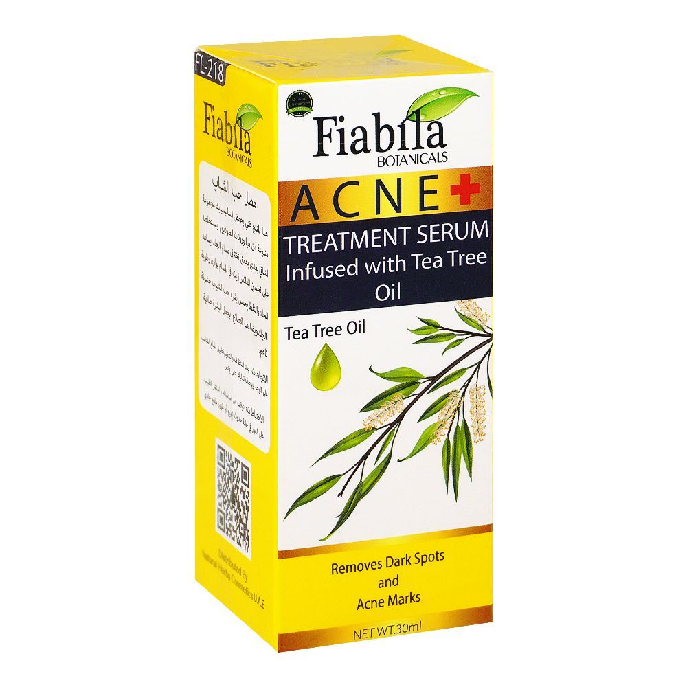 Fiabila Botanicals Acne+ Treatment Serum with Tea Tree Oil, Removes Dark Spots & Acne Marks, 30ml - Main Image