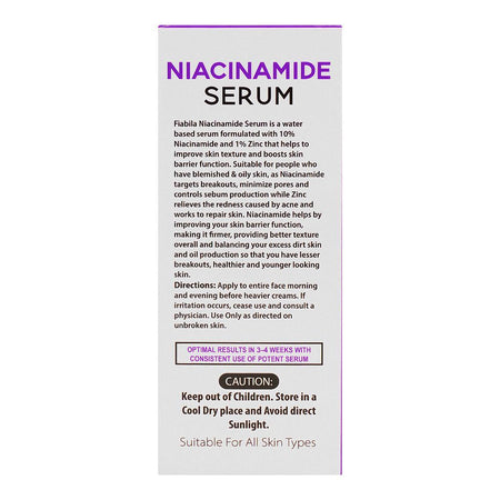 Fiabila Botanicals 10% Niacinamide+1% Zinc Serum, Minimizes Pores, Anti-Aging, 30ml - Image 4