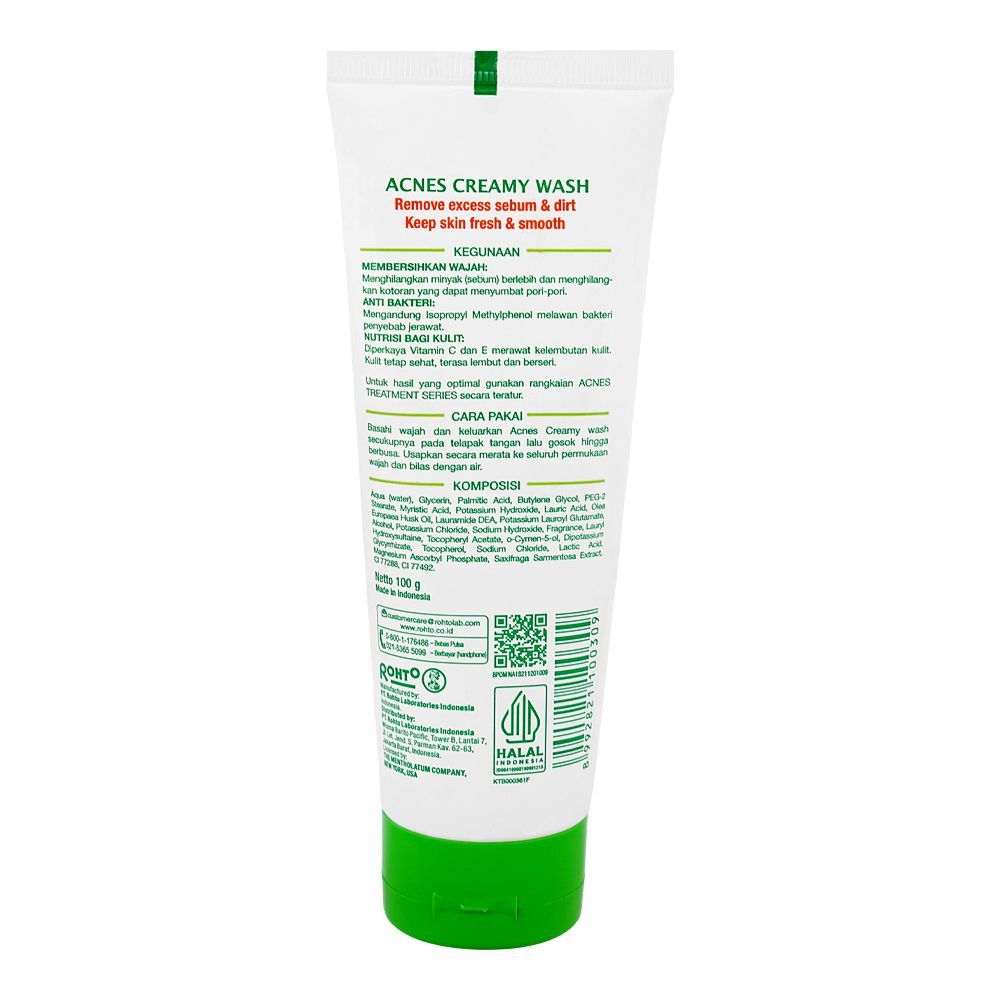 Acnes Creamy Anti-Acne Face Wash with Vitamins C & E, For Normal & Sensitive Skin, 100ml - Image 2