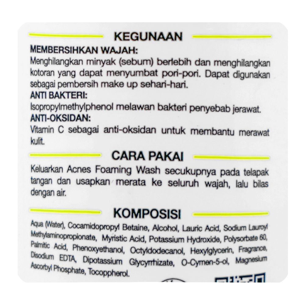 Acnes Foaming Face Wash Pump with Vitamin C, For Oily & Acne-Prone Skin, 100ml - Image 3