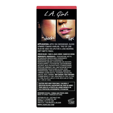 L.A. Girl Soft Matte Cream Blush, 8ml, GBL444 Kiss Up - Image 3