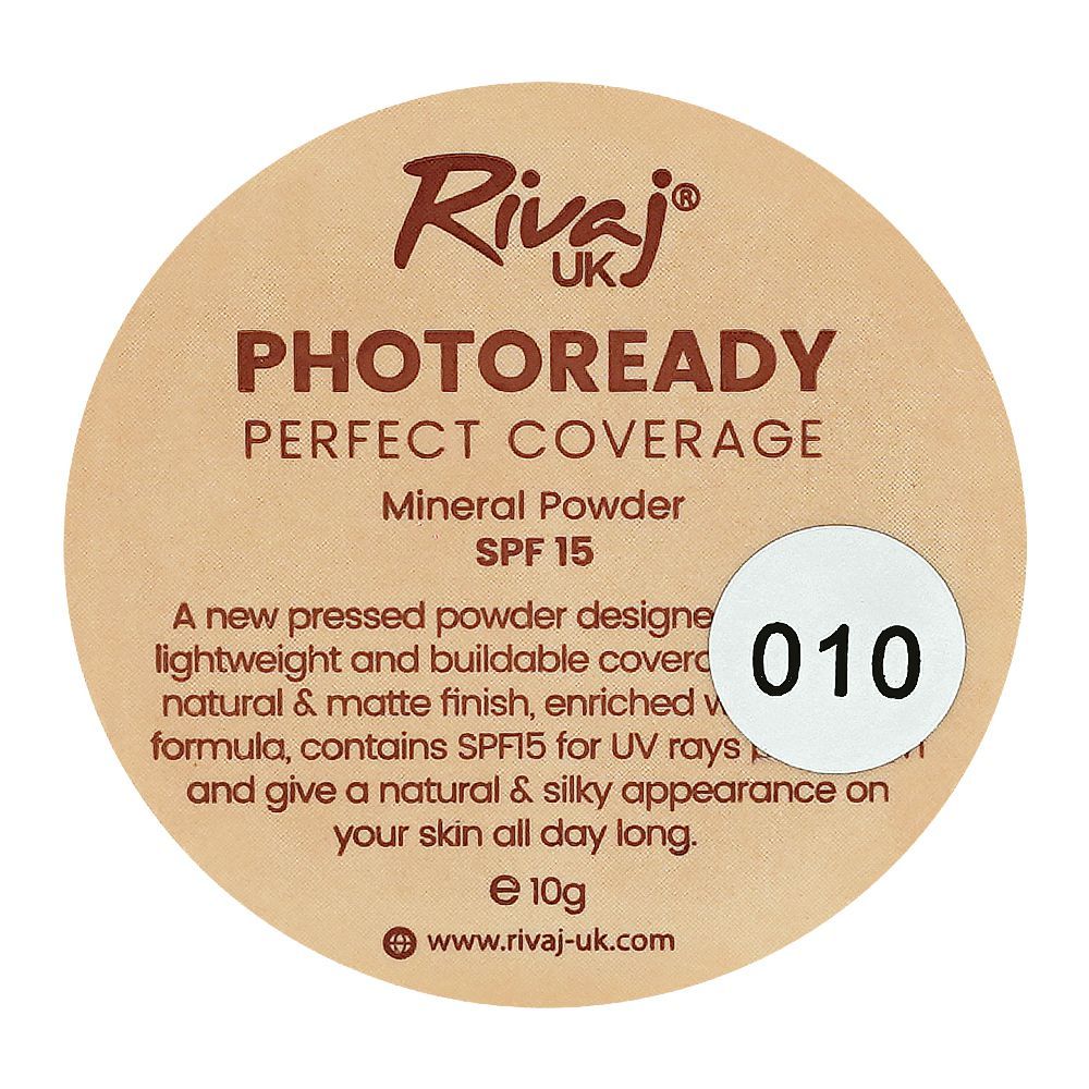 Rivaj UK Photo ready Perfect Coverage Mineral Powder, SPF 15, 10g, No. 10 - Image 3