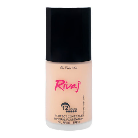 Rivaj UK Perfect Coverage Mineral Liquid Foundation, Oil Free, SPF 8, 12H Wear, 30ml, No.06 - Main Image
