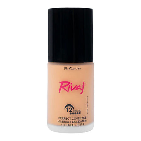 Rivaj UK Perfect Coverage Mineral Liquid Foundation, Oil Free, SPF 8, 12H Wear, 30ml, No.10 - Main Image
