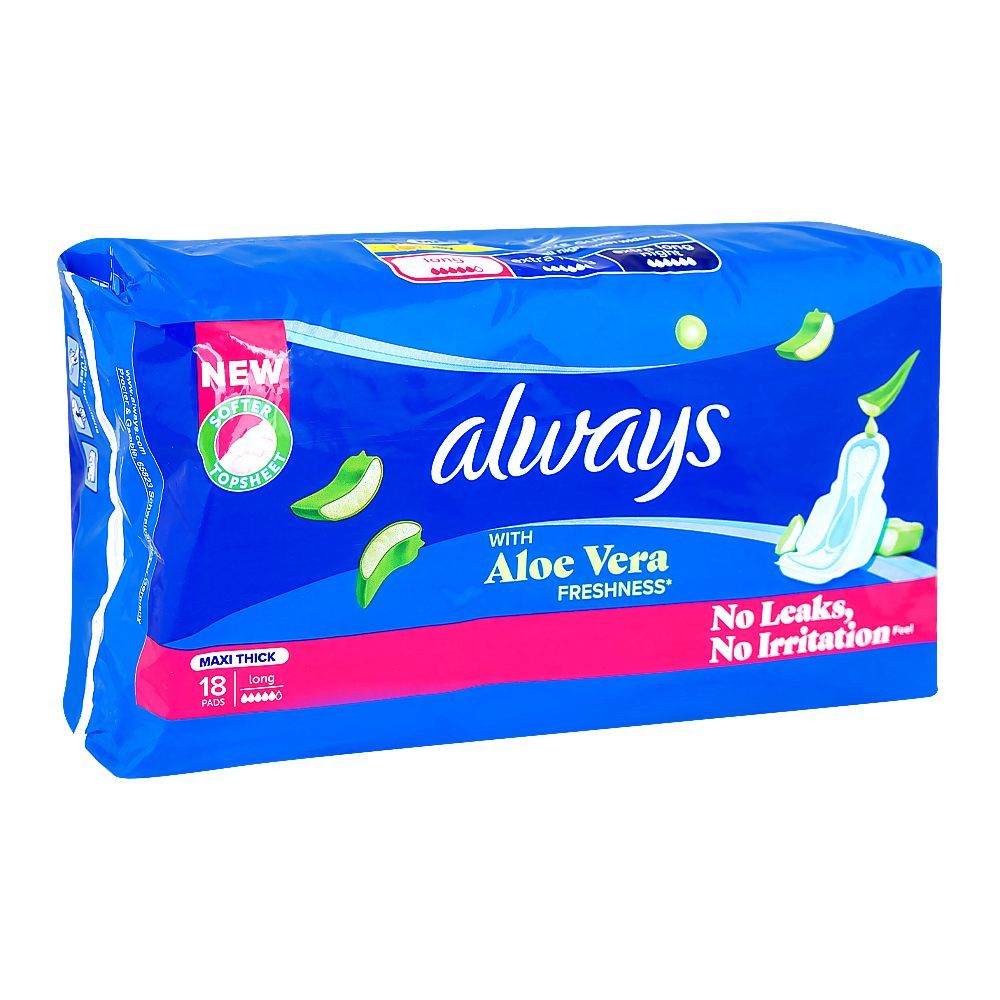 Always Aloe Vera Freshness Maxi Thick Long Pads, 18-Pack - Image 3