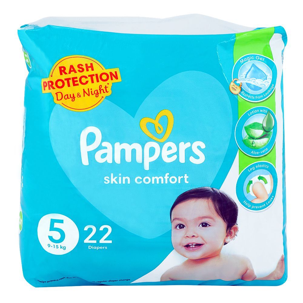 Pampers Skin Comfort Diapers, No.5, 9-15 Kg, 22-Pack - Main Image