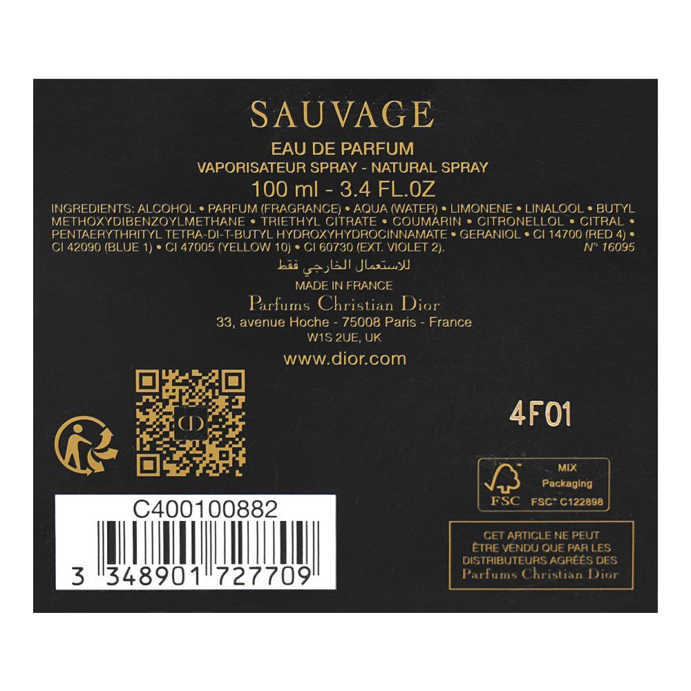 Christian Dior Sauvage, Eau de Parfum, For Men, 100ml - Image 3