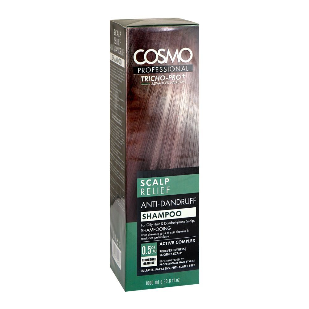 Cosmo Professional Scalp Relief Anti-Dandruff Shampoo, Sulphate & Paraben Free, For Oily Hair, 1000ml - Main Image