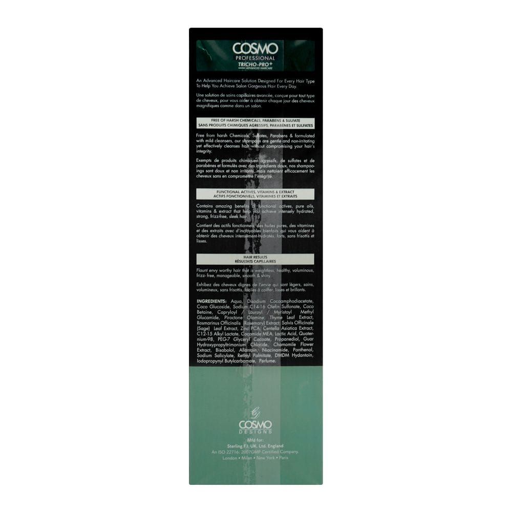 Cosmo Professional Scalp Relief Anti-Dandruff Shampoo, Sulphate & Paraben Free, For Oily Hair, 1000ml - Image 2