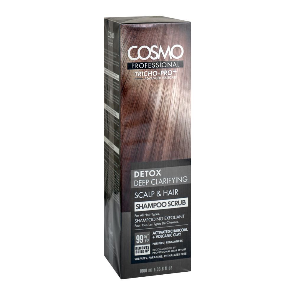 Cosmo Professional Detox Deep Clarifying Shampoo Scrub, Sulphate & Paraben Free, For All Hair Types, 1000ml - Main Image