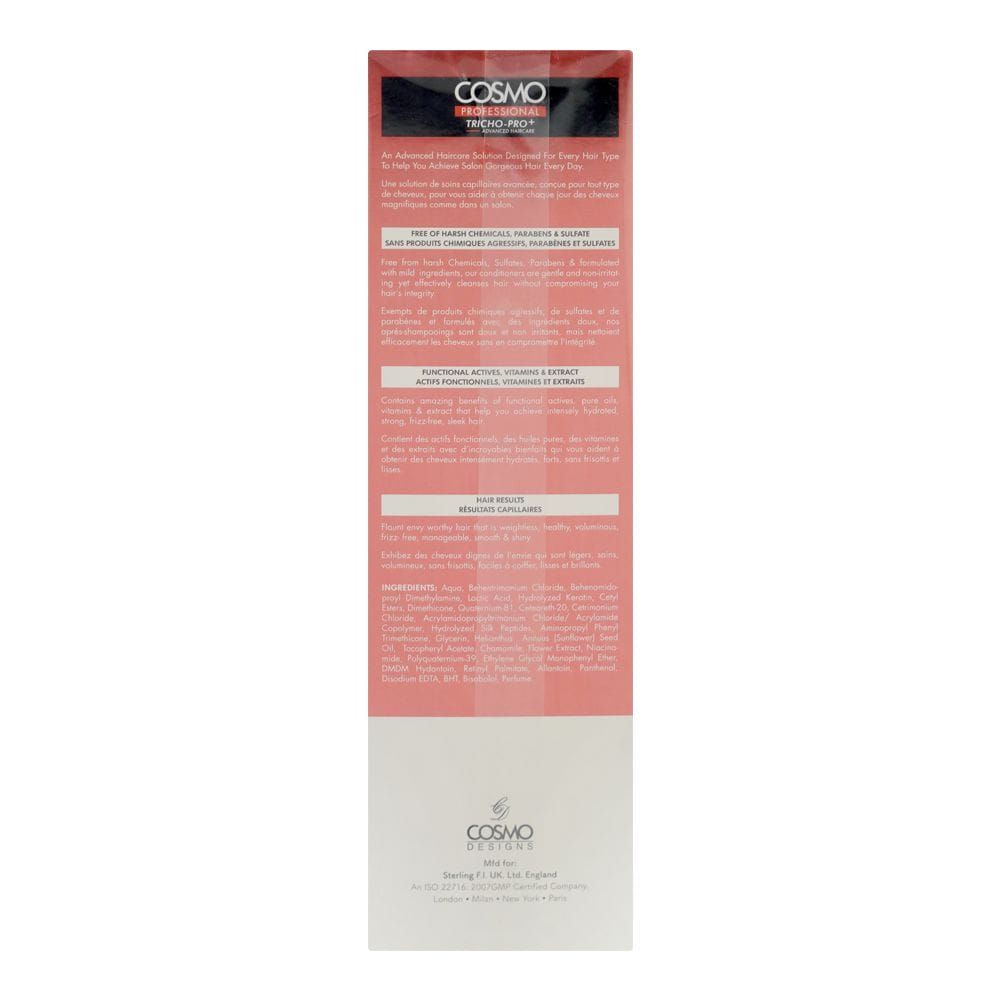 Cosmo Professional Keratin Complex Damage Care Conditioner, Sulphate & Paraben Free, For Damaged Hair, 1000ml - Image 2