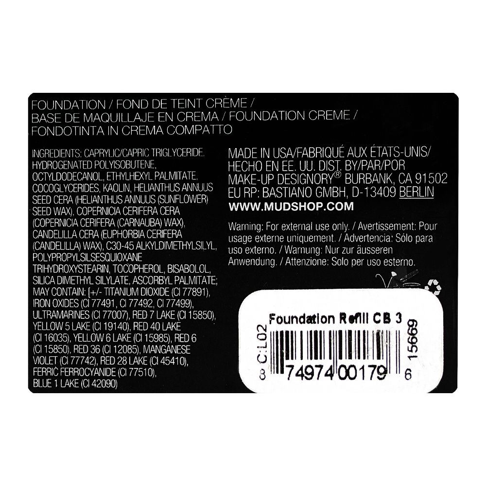 MUD Make-up Designory Cream Foundation Refill, 3.5g, CB3 - Image 3