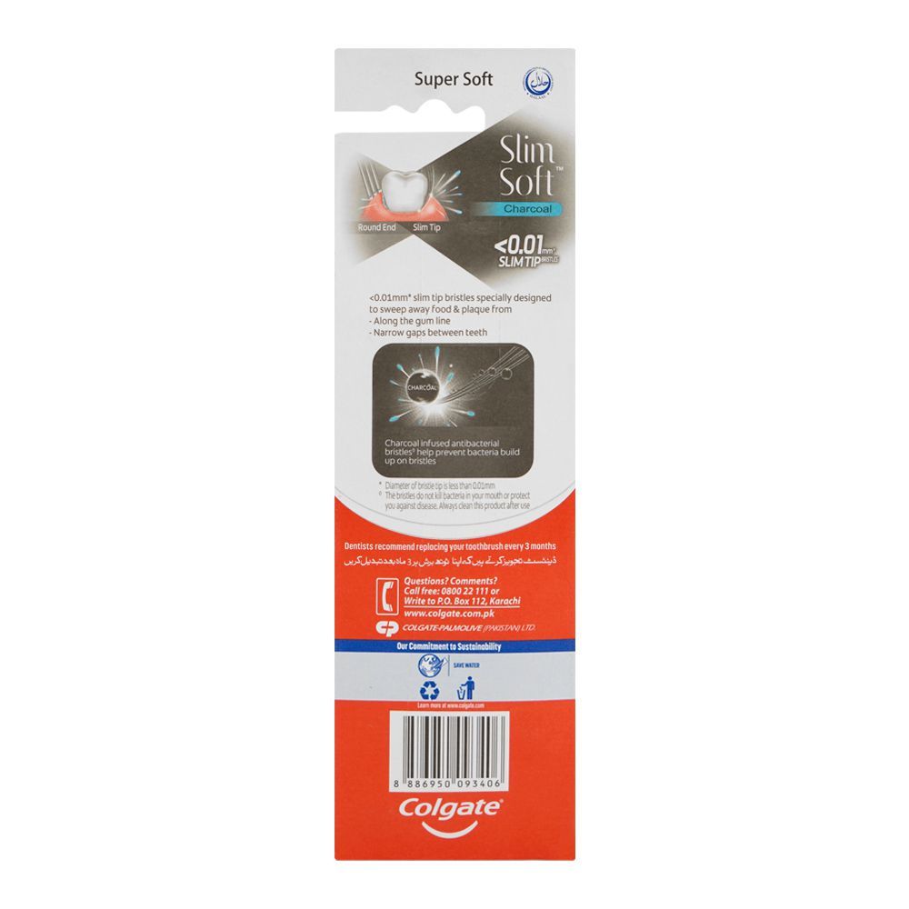 Colgate Slim Soft Charcoal Toothbrush, Super Soft, 50% Off On 2-Pack - Image 2