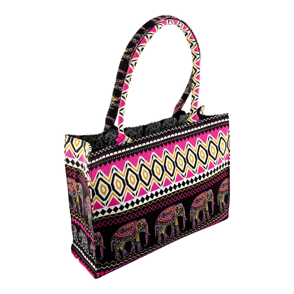 Basix Fab Ele Canvas Tote Handbag, Pink, FAB-07 - Main Image