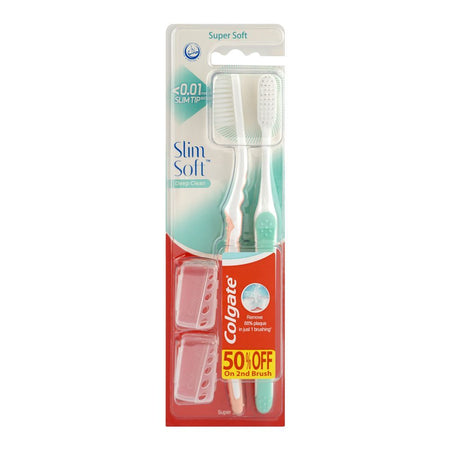 Colgate Slim Soft Deep Clean Toothbrush, Super Soft, 2-Pack - Main Image